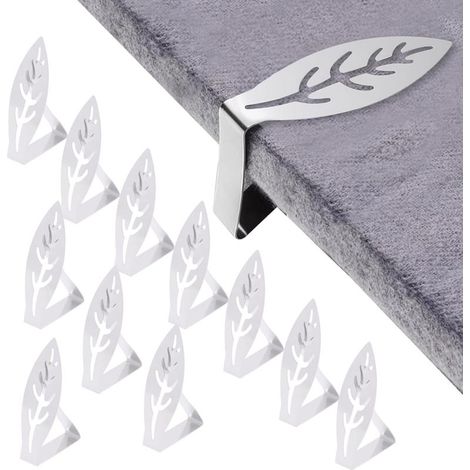 10 Pièces Pince Nappe Inoxydable,Pinces à Nappe Acier Inoxydable,Attache Nappe Flexibles et Mobiles,pour Une Épaisseur de Bureau dans Les 4 cm,pour Intérieur et Extérieur (1/5)