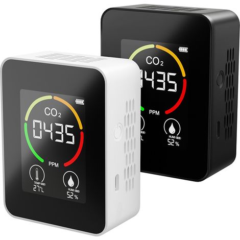 Moniteur de qualité de l'air Détecteur de dioxyde de carbone portable 3-en-1 CO2 Température Humidité Détection TVOC avec écran LCD pour voiture de bureau à domicile (1/5)