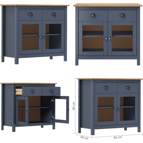 Sideboard Hill Grau 90x40x80 cm Massivholz Kiefer - Holz Sideboard - Massiver Holzmöbel - Kiefernholzmöbel - Grau Sideboard - Wohnzimmermöbel - Home & Living (1/5)