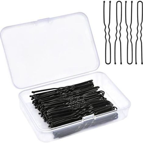 Epingle a Cheveux,150PCS Epingle Cheveux Femme,Métal Forme de U Pince Chignon,Pince à Cheveux,Bobby Pins Kit pour Femmes Filles Noir (1/4)