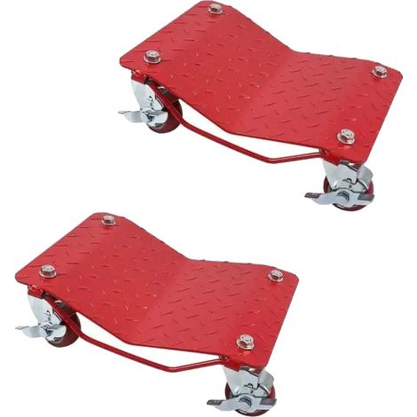 Carro para ruedas de coche, capacidad de 2721 kg, construcción robusta, 2 piezas, rojo (1/2)