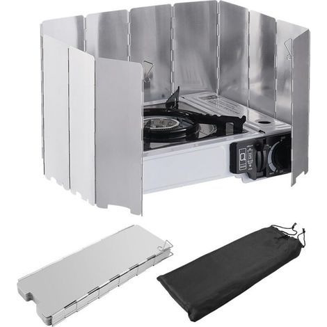 Faltbarer Windschutz aus Aluminium, 12-teiliger Windschutz für Campingkocher, tragbarer Windschutz mit Aufbewahrungstasche, für Camping, Picknick und Gaskocher (1/5)