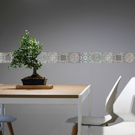 Frise murale adhésive géométrique 10 cm x 300 cm – Multicouleur autocollante – Installation rapide sans colle – Décoration intérieure moderne (1/5)