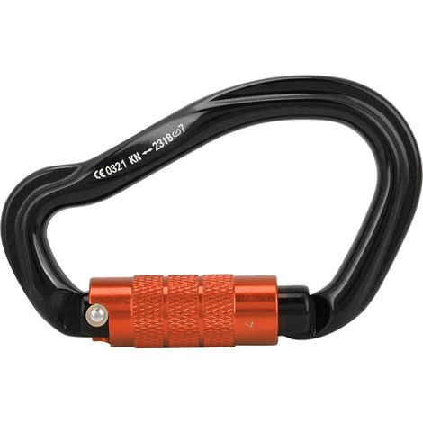Mousqueton à ouverture rapide en aluminium robuste avec verrou de sécurité pour l'escalade, noir (1/5)