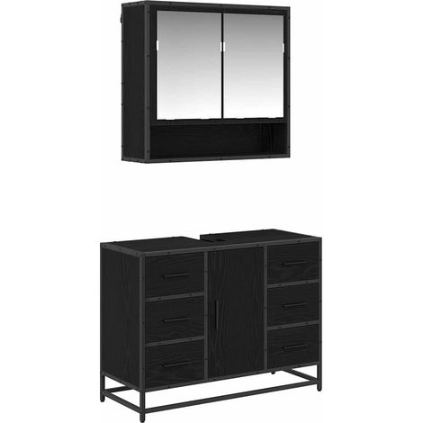 Maison Exclusive - Badezimmermöbel-Set 2 pcs Schwarz Eichen-Optik