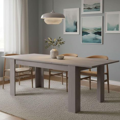 Table de salle à manger extensible, Console extensible, Table moderne avec rallonges, 160 / 220x88h80 cm, Couleur ciment (1/5)