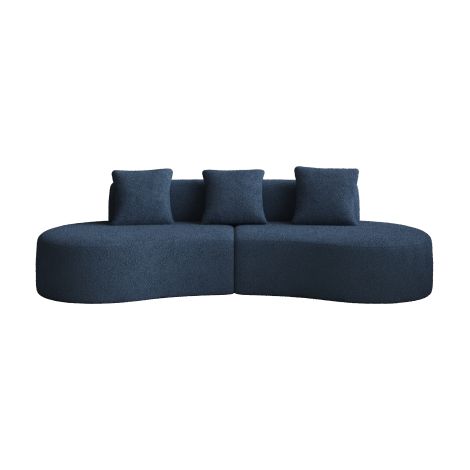 Sofá esquinero modular de 3 plazas curvo de terciopelo azul, 277 x 103 x 68 cm (1/5)