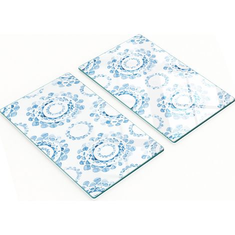 Tablas de cocina de vidrio templado con gr谩ficos decorativos azules 2x30x52 cm (1/5)
