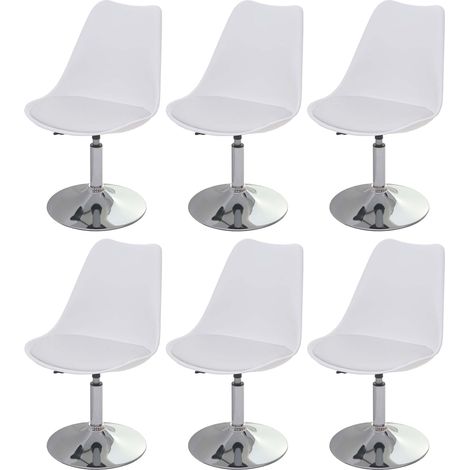 [JAMAIS UTILISÉ] 6x Chaise pivotante Malmö T501, réglable en hauteur, cuir synthétique, blanc
