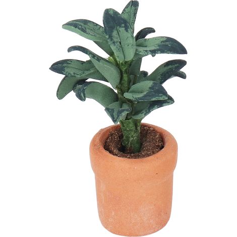 Mini plante en pot artificielle miniature 1:12 pour maison de poupée, décoration réaliste, modèle d'ornement végétal pour poupée. (1/5)
