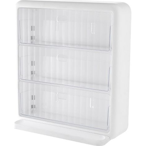 Transparenter, wandmontierter Kapselhalter aus Acryl, kompakte Aufbewahrung für Teebeutel, zweistöckiges Regal ohne Trennwände + eine dreiteilige Ablage fürs Büro. (1/5)