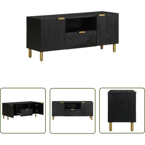 vidaXL Meuble TV noir 105x33x46 cm bois d'ingénierie (1/5)
