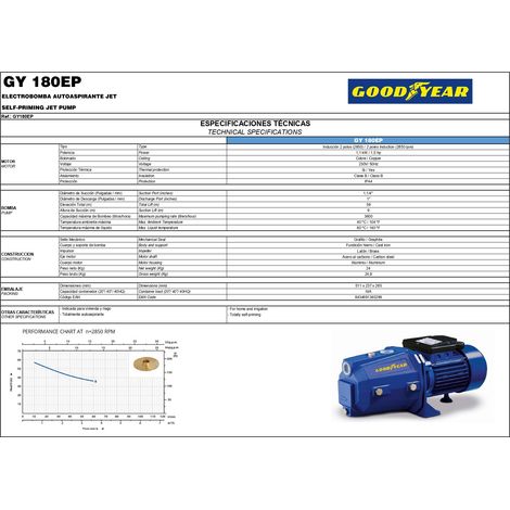 Elettropompa autoadescante 1,5 hp Goodyear gy180ep