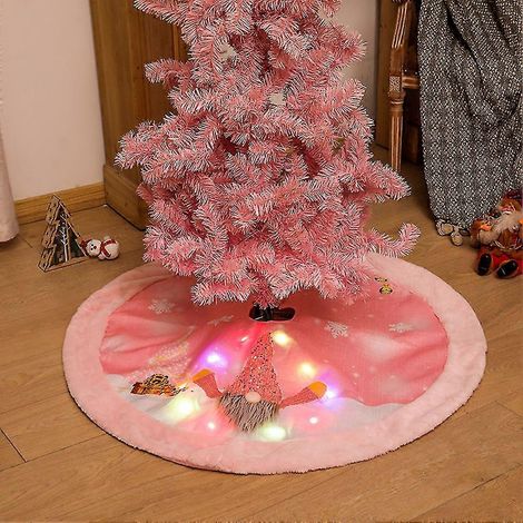 Falda para árbol de Navidad con lámpara, muñeco de Rudolph rosa, manta decorativa para sala de estar, estilo femenino. (1/5)