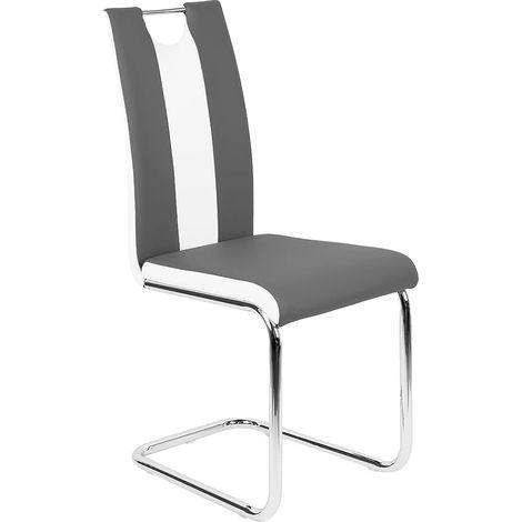 Silla de comedor, diseño minimalista, asiento cómodo, blanco/gris (1/2)