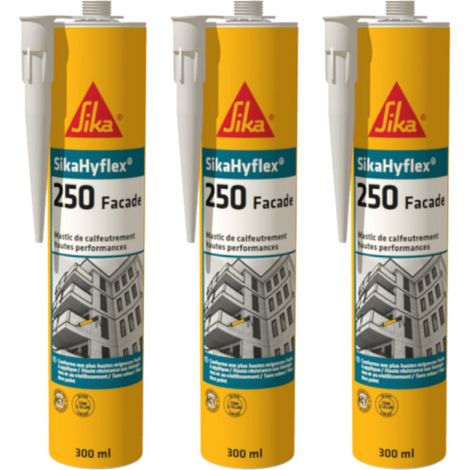 Juego de 3 selladores de alto rendimiento SIKA SikaHyflex 250 Façade - Blanco - 300ml (1/5)