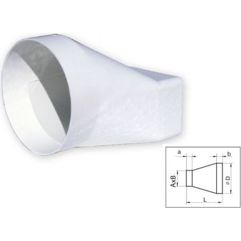 RIDUTTORE TONDO 100 RETTANGOLARE 60X120 BIANCO PER TUBI AERAZIONE CAPPA (34810)
