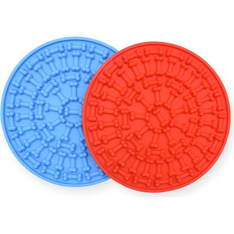 Plaque en Silicone pour animaux de compagnie, 2 pièces, fournitures pour animaux de compagnie, coussin à lécher pour chien, coussin à os avec ventouse (1/4)