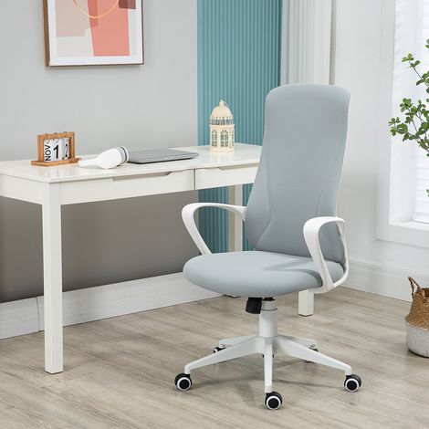 Silla de Oficina Giratoria Altura Ajustable con Reposabrazos Función de Basculante Respaldo Alto 62x56x110-119,5cm Gris (1/5)