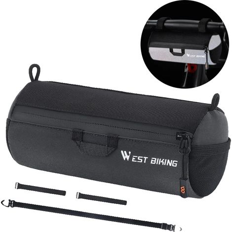 Bolsa para manillar, impermeable, diseño ligero, color negro. (1/2)