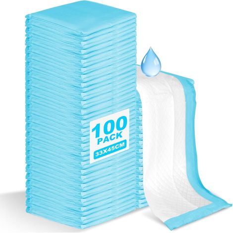 Pack of 100 Disposable Baby Mattress Pads, 33 x 45 cm Baby Changing Mats, Breathable Changing Pads, Ultra Soft Anti-Leak Absorption Waterproof for Changing Table and Cot (1/5)