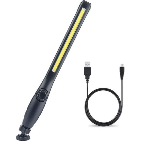 Tigrezy Lampe de Travail LED Rechargeable avec Aimantée et USB Rotation à 360 degrés, Lampe Inspection LED Rechargeable, Lampe D'inspection pour Atelier de Ménage Camping en Plein Air Randonnée (Noir) (1/5)