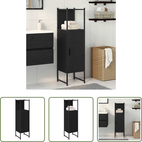 Holzschrank -  Badezimmermöbel-Set Schwarz Eichen-Optik 33 x 33 x 120,5 cm (1/5)