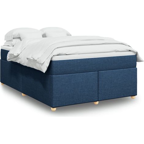 Boxspringbett mit Matratze Blau 140x200 cm Stoff