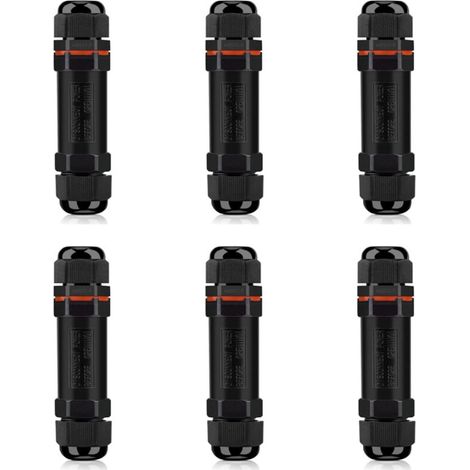 Wasserdichte Kabelverbinder, IP68 wasserdichte Abzweigdose für den Außenbereich, 6er-Set wasserdichter elektrischer Verbinder, 3-adriger wasserdichter elektrischer Verbinder für Kabel Ø 6-12 mm (1/4)