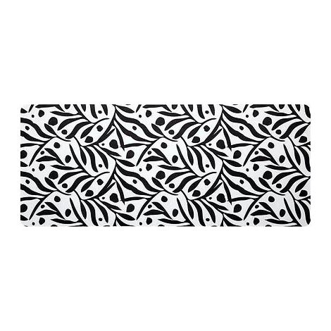 Tappeto in diatomite 50x120 cm bianco con motivi neri, moderno