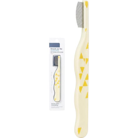 Soin du visage précis avec peigne pour chat, peigne pour chien à dents métalliques fines, manche incurvé, toilettage des yeux, de la bouche et des taches lacrymales pour chiens et chats (1/5)