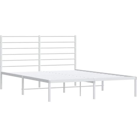 Metal Bed Frame without Mattress with Headboard White 140x190cm vidaXL (1/4)