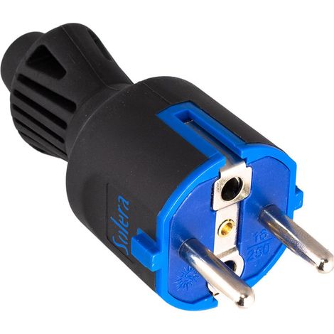 2P+E Stecker, 16A 250V Gummifarbe Schwarz 706CK Solera