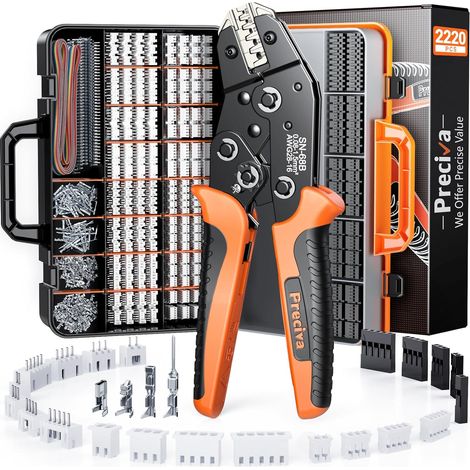 Pince à Sertir with 2220Pcs Connecteurs de Fils, 0.08-1.5mm² Pinces a Cosse Cliquet, AWG28-16 Sertisseuse avec DuPont 2.54mm/JST-XH 2.5mm/JST-PH 2.0mm Terminaux pour Emplois en Électricité (1/5)