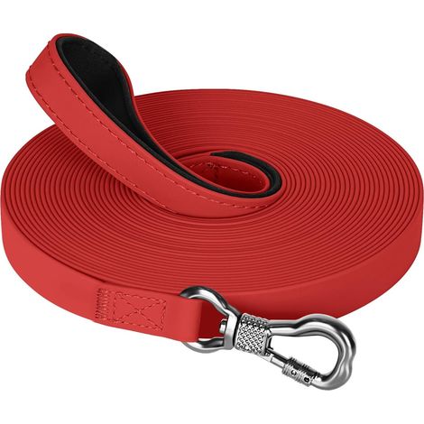 Dog Lead, 15 m Waterproof Training Lead for Dogs, Dog Leash with Comfort Handle and Locking Carabiner, Heavy Duty Lead for Small, Medium and Large Dogs Red (1/5)