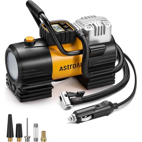 150 PSI Autoreifenfüller, tragbarer Luftkompressor, 12V DC Fahrradpumpe mit automatischer Abschaltung und Schnellaufblasfunktion, LED-Licht für Autos, Fahrräder, Motorräder und Bälle