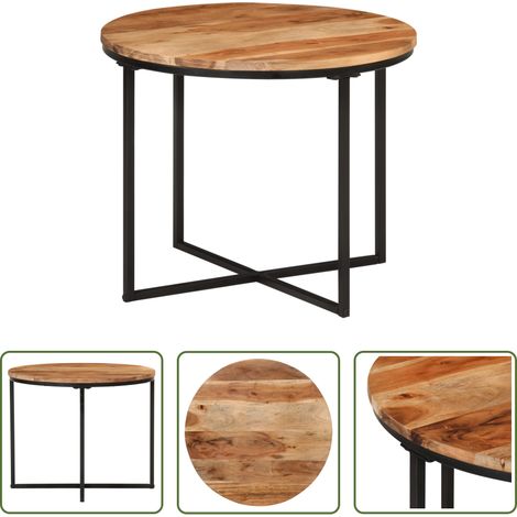 Table basse élégante - Table basse 55x55x45 cm bois massif acacia et fer (1/5)