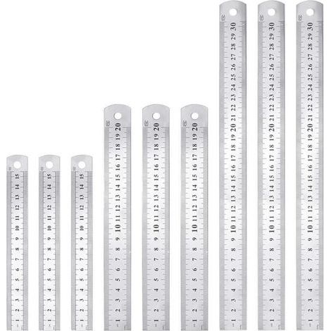 Lineal aus Edelstahl, 15, 20 und 30 cm, Metall, doppelseitig, für Schreiner, langlebig und korrosionsbeständig, ideal für Studenten, Ingenieure, Architekten und Lehrer. (1/4)