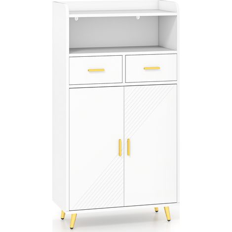 COSTWAY Buffet Sideboard Kitchen Storage Cabinet w/2 Doors & 2 Drawers-White (1/5)