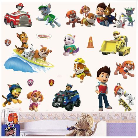 Lot de 2 Décorations Murales Adhésives Patrouille pour Salon, Chambre et Mur TV - Autocollants Murales Réutilisables, Design Étanche, Faciles à Poser (1/5)