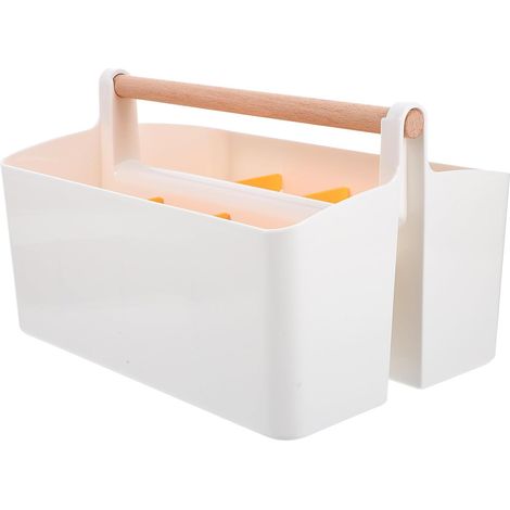 Boîte de Rangement pour Articles Divers, Organisateur de Bureau Multi-grille en Plastique Jaune, Rangement Classé, Poli Lisse, pour Salle de Bain et Toilettes (1/5)