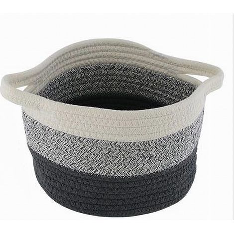 Cleafe - Cestino Cesto Tessuto Di Corda Intrecciato Porta Oggetti Rotondo 21x15cm 10649 - (1/2)