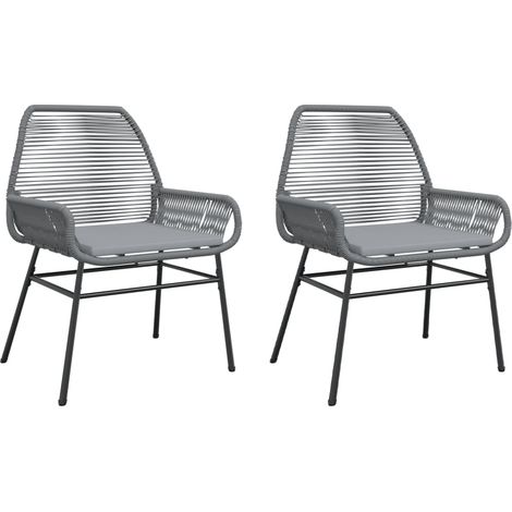 Maison Exclusive - Sedie da Giardino 2 pz con Cuscini Grigio in Polyrattan