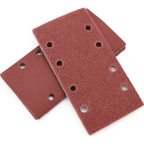 40 PCS Papier de Verre, 93 x 185 mm Feuilles Abrasives pour Ponceuse Vibrante 8 Trous Assorted P40, P60, P80, P100 Grit (1/4)