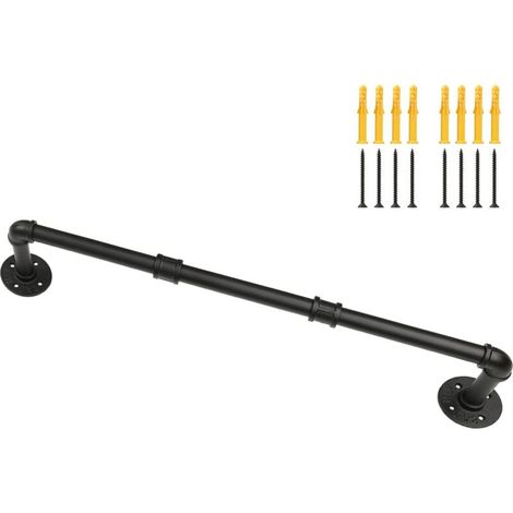 Portant à Vêtement Industriel, 70cm Porte à Vêtements Manteaux en Fer Rustique à Fixation Murale, Porte Vêtements Etagères Murale Rétro Amovible, pour Magasin, Salon, Armoire (1/5)