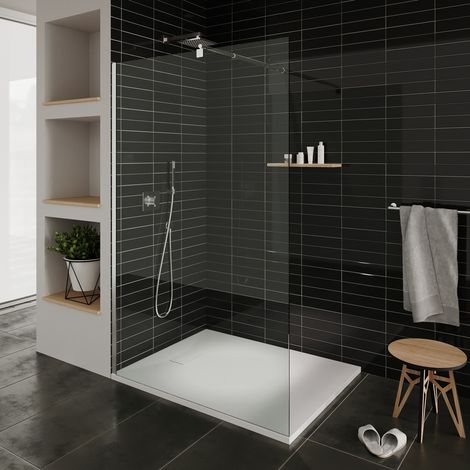 ROMA Paroi de douche 100x200 cm transparent 8 mm + barre réglable de 78-123 cm (1/5)
