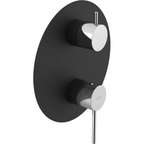 Mitigeur de douche à encastrer ULTRASAN, 2 voies, interrupteur rotatif, noir mat/chrome