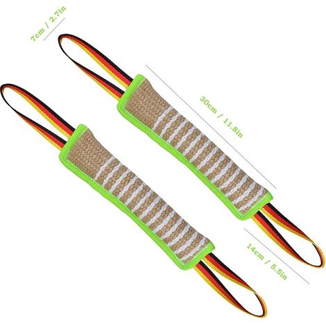 Boudin À Mordre Jouet pour Chien 30cm Boudin Mordant Chiens Jouet Remorqueur Morsure Chien Jouet Interactif d'entraînement pour Chiens avec 2 Anses pour le Tir à la Corde et Récupération (Vert) (1/4)