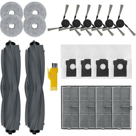 FOREHILL Kit accessoires pour dreame L40 Ultra / X40 Ultra Complete/Mova P50 Pro Ultra Robot Aspirateur 20 Packs 2 Brosses principales, 4 Filtres, 6 Brosses latrales, 4 Serpillires, 4 Sacs (1/5)