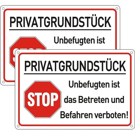 Privatparkplatz, Einfahrt verboten-Schilder, 30 x 20 cm, Zufahrt verboten/Verkehr verboten, mit Löchern, Privatgrundstück-Schild, geprüft, wetterfest (1/5)